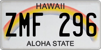 HI license plate ZMF296