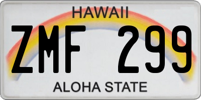HI license plate ZMF299