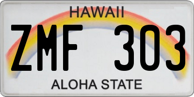 HI license plate ZMF303