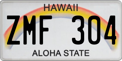 HI license plate ZMF304