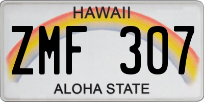 HI license plate ZMF307