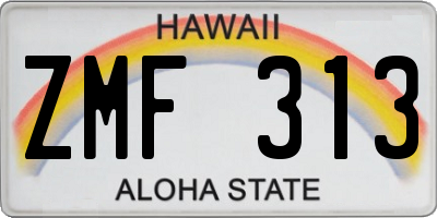 HI license plate ZMF313