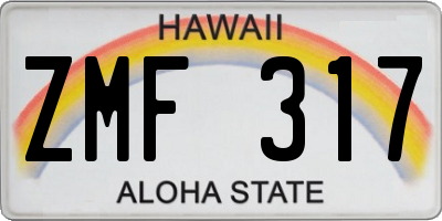 HI license plate ZMF317