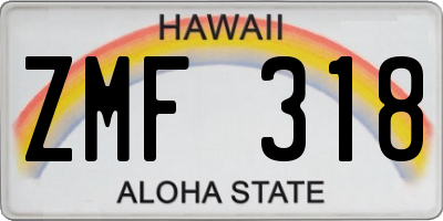 HI license plate ZMF318