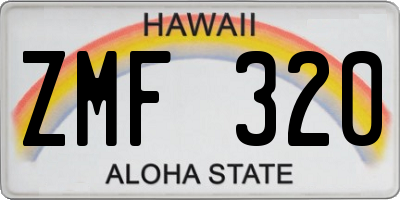 HI license plate ZMF320
