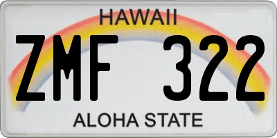 HI license plate ZMF322