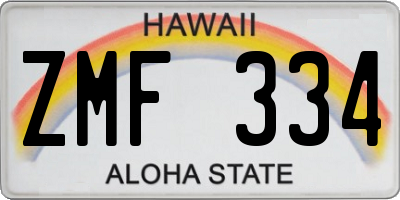 HI license plate ZMF334