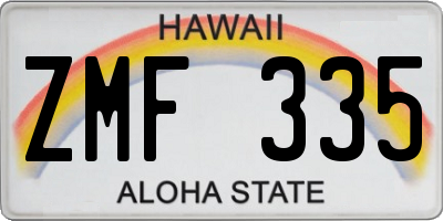 HI license plate ZMF335