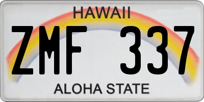 HI license plate ZMF337