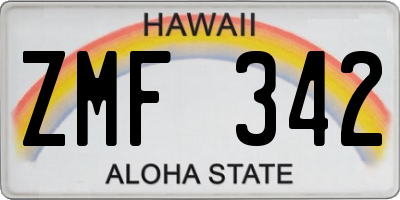HI license plate ZMF342