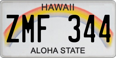 HI license plate ZMF344
