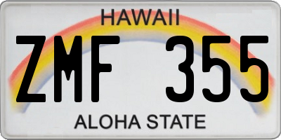 HI license plate ZMF355