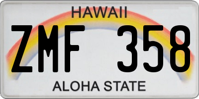 HI license plate ZMF358