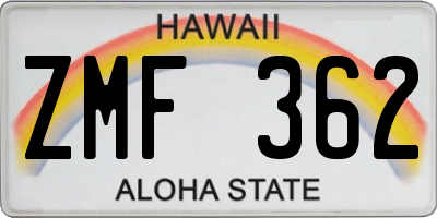HI license plate ZMF362