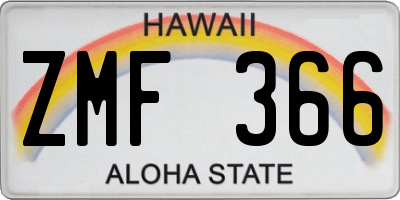 HI license plate ZMF366