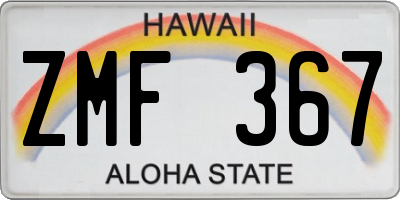 HI license plate ZMF367