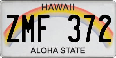 HI license plate ZMF372