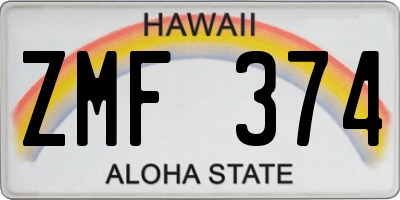 HI license plate ZMF374