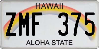 HI license plate ZMF375