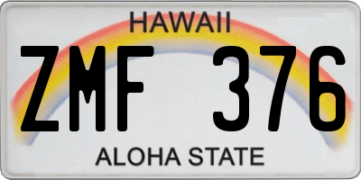 HI license plate ZMF376