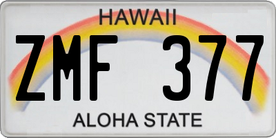 HI license plate ZMF377
