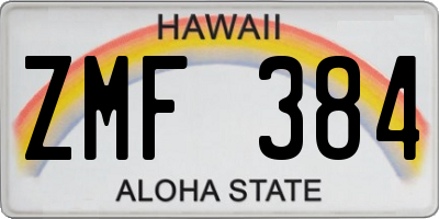 HI license plate ZMF384