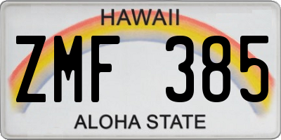 HI license plate ZMF385