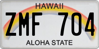 HI license plate ZMF704
