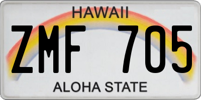 HI license plate ZMF705