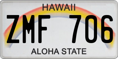 HI license plate ZMF706