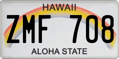 HI license plate ZMF708