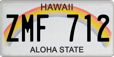 HI license plate ZMF712
