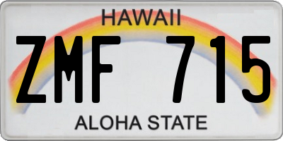 HI license plate ZMF715