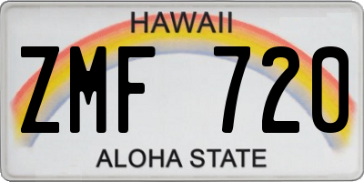 HI license plate ZMF720
