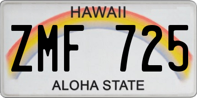 HI license plate ZMF725