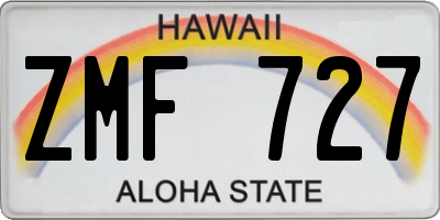 HI license plate ZMF727