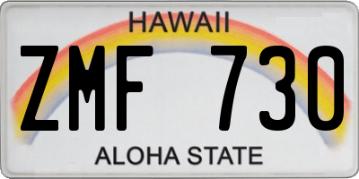 HI license plate ZMF730