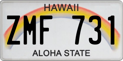 HI license plate ZMF731