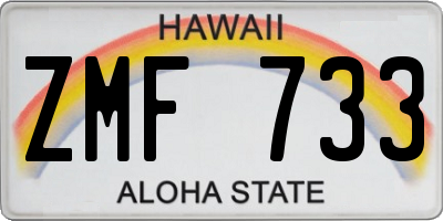 HI license plate ZMF733