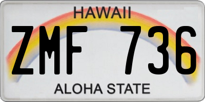 HI license plate ZMF736