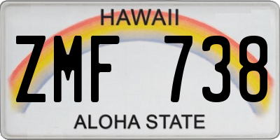 HI license plate ZMF738