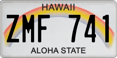 HI license plate ZMF741