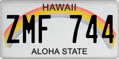HI license plate ZMF744