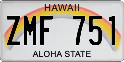 HI license plate ZMF751
