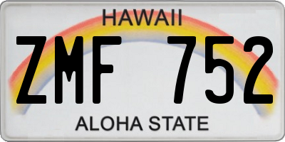 HI license plate ZMF752