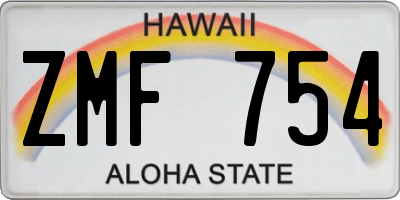 HI license plate ZMF754