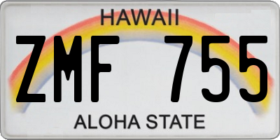 HI license plate ZMF755