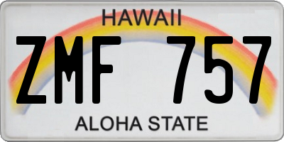 HI license plate ZMF757