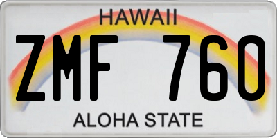 HI license plate ZMF760