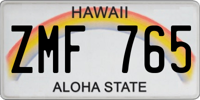 HI license plate ZMF765